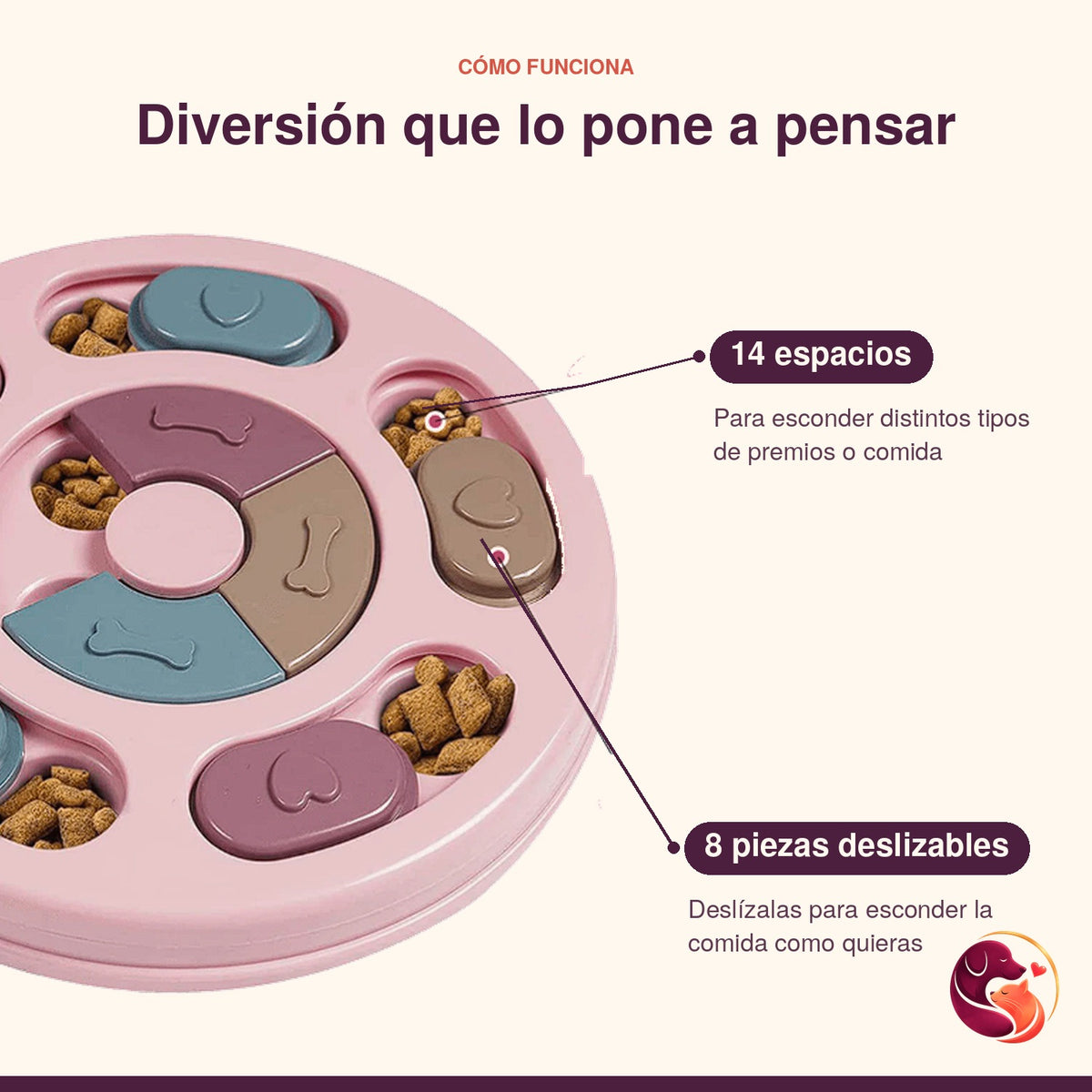 Comedero Interactivo Rompecabezas para Perros - Nivel 1